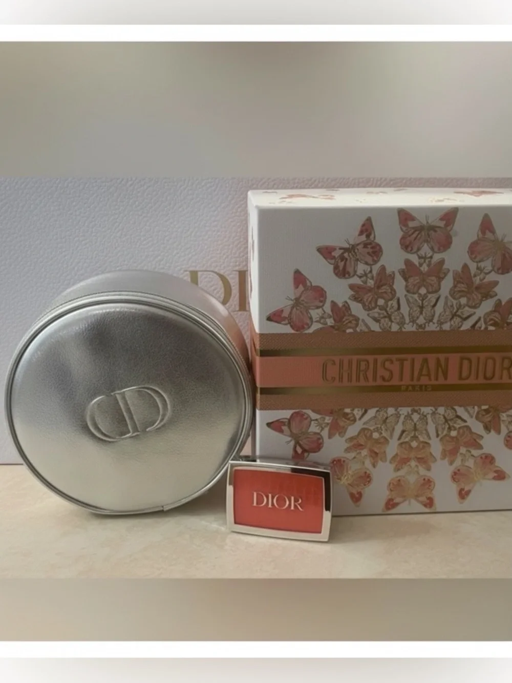 Limited Edition Dior Butterfly Gift Set - Rosy Glow Blush 015 Cherry & Case